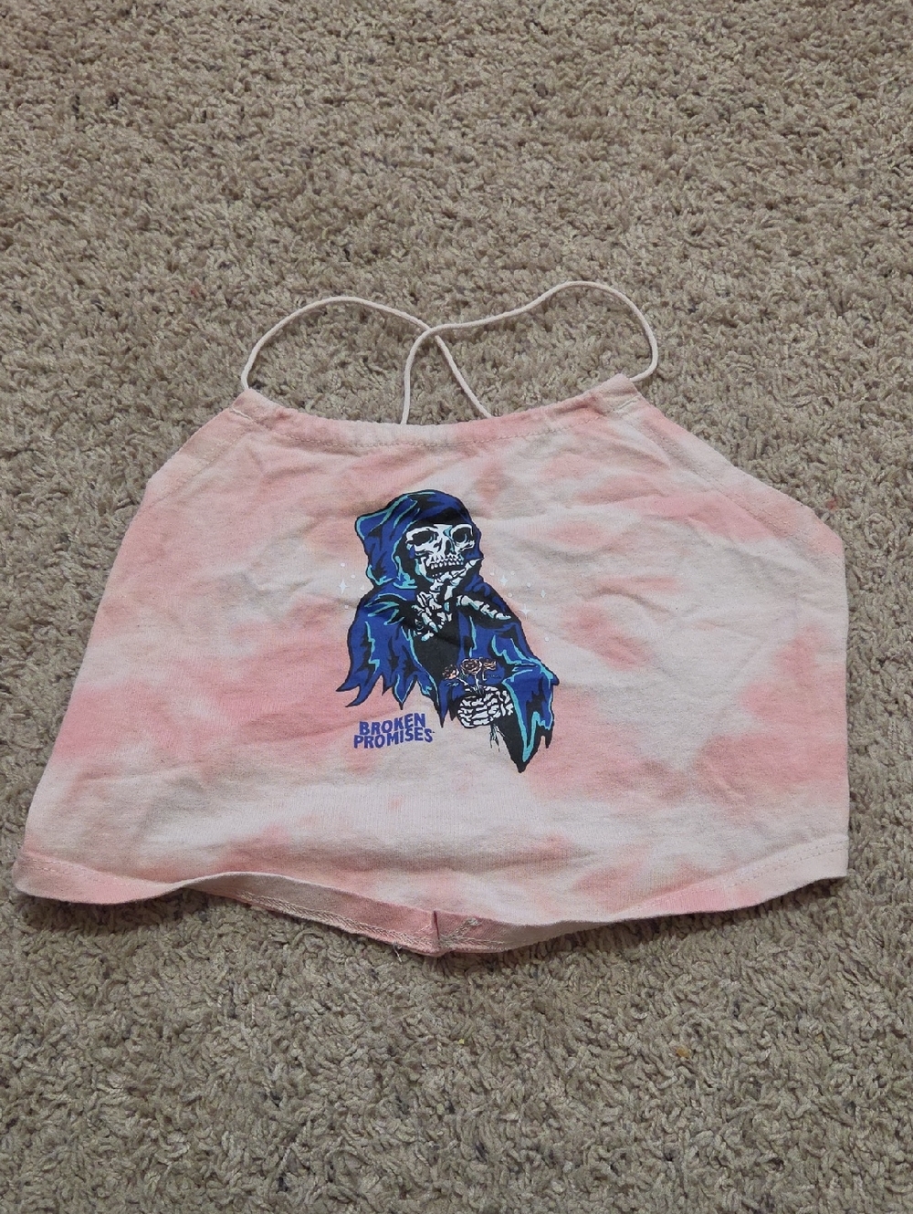 Broken Promises Pink Tie-Dye Halter Crop Top